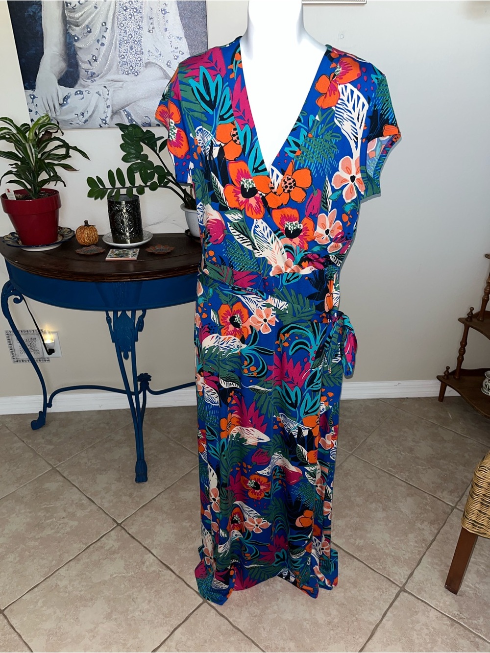 Casey Key Tropical Floral Maxi Dress - L
